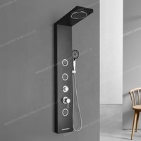 Système de robinet de douche thermostatique mural en acier inoxydable avec jet de pluie, hydromassage, jet de massage doux, finition céramique brossée