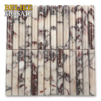 Carreaux de mosaïque Bvlgari Purple Marble à surface convexe, motif rainuré style Kit Kat, pour mur d'accentuation intérieur