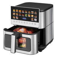 Friteuse à air intelligente 9L personnalisée, prix usine, OEM, démarrage différé, double chauffage, 20-en-1, en acier inoxydable, numérique, avec fenêtre de visualisation