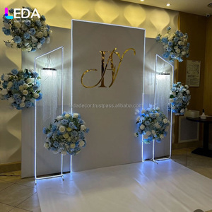 Fondo de Acrílico Removible con Forma de Arco de Luz Blanca LEDA con Flores, Fondo Luminoso para Escenario de Boda, Decoración de Fiesta - Product Image 2