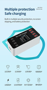 שולחן העבודה של 65w multi-port <span class=keywords><strong>pd</strong></span> <span class=keywords><strong>usb</strong></span> c מטען מהיר 8 יציאות 30w סוג-c <span class=keywords><strong>USB</strong></span> עם תחנת טעינה דיגיטלית lcd - Product Image 5