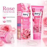 Gommage visage Balry Rose 120ml, gel exfoliant purifiant pour la peau avec des perles fines, éliminateur de peaux mortes