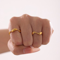 Anillo Curvo Liso de Diseño Minimalista Europeo y Americano, Anillo Personalizado para Mujer, Anillo de Moda, Joyería