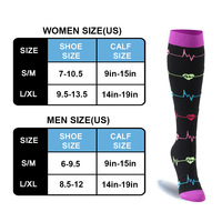 Chaussettes de compression amusantes pour la course en plein air, chaussettes hautes multicolores pour hommes et femmes