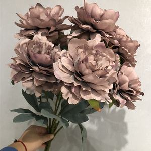 A-1231 Grosse Tête Soie Mariage Français Pivoine Bouquet De Fleurs Artificielles - Product Image 3