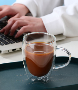 Offre Spéciale – Tasse à Expresso et Lait en Verre Borosilicate à Double Paroi, Écologique, 8oz/250ml, 350ml, avec Poignée – Cadeau d'Affaires Moderne - Product Image 3