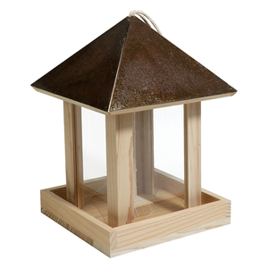 Mangeoire à oiseaux suspendue en bois massif, anti-écureuil, pour l'extérieur, boîte à nourriture, accessoires pour <span class=keywords><strong>cage</strong></span> à oiseaux en bois - Product Image 3