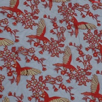 Tissu de broderie en maille noire Twin Textile avec fil doré, broderies de fleurs mexicaines, dentelle pour costumes traditionnels