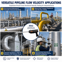 3062 Moniteur de vitesse de débit de gaz pour conduite antidéflagrante, tube de Pitot de mesure pour test de pression dynamique et statique, alarme sonore d'oxygène
