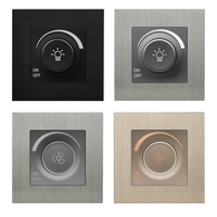 Interrupteurs muraux électriques MVAVA Luxury 86 Standard Retro 1 Gang 1 Way OEM DIY en alliage d'aluminium avec panneau LED, 10A pour la maison