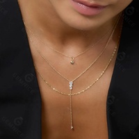 Collier long en argent 925 Gemnel, pendentif en zircon en forme de Y, style bohème, élégant, collier statement pour femmes