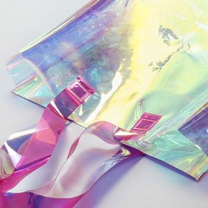 Customized Colorful Laser Clothing Storage Bag clear Transparent Waterproof PVC <b>Tote</b> Gift Women Shopping Bag with Handles - Product Image 4