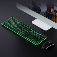 LANGTU LT600 Set Keyboard dan Mouse Nirkabel, Backlit Isi Ulang Daya untuk Game Rumah Laptop Kantor