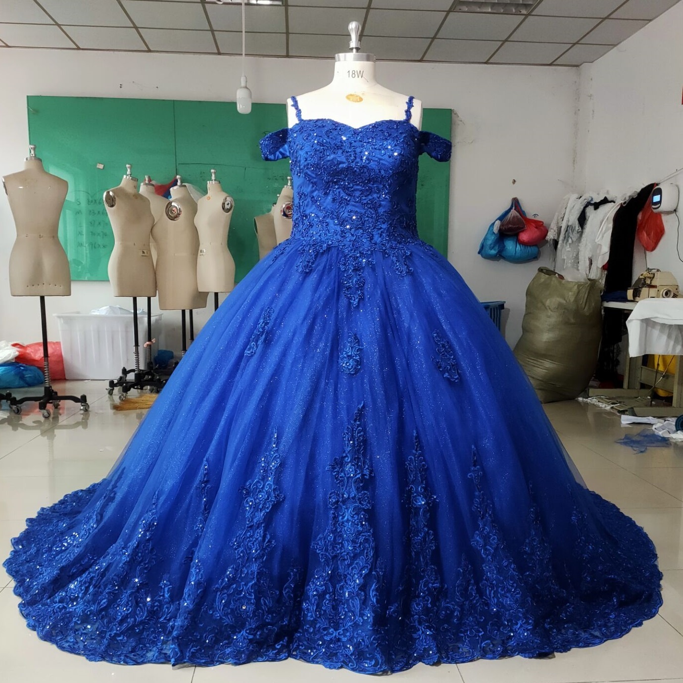 royal blue dress quinceañera A-Line Tulle Lace Dark Blue Long Prom Dress, Dark Blue Long Sweet 16 Dress US 6 / Burgundy main image 0