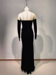 Abito da sera TF-8503 di alta qualità con paillettes e perline, traspirante, elegante, a sirena, lungo fino al pavimento, per occasioni formali. - Product Image 4