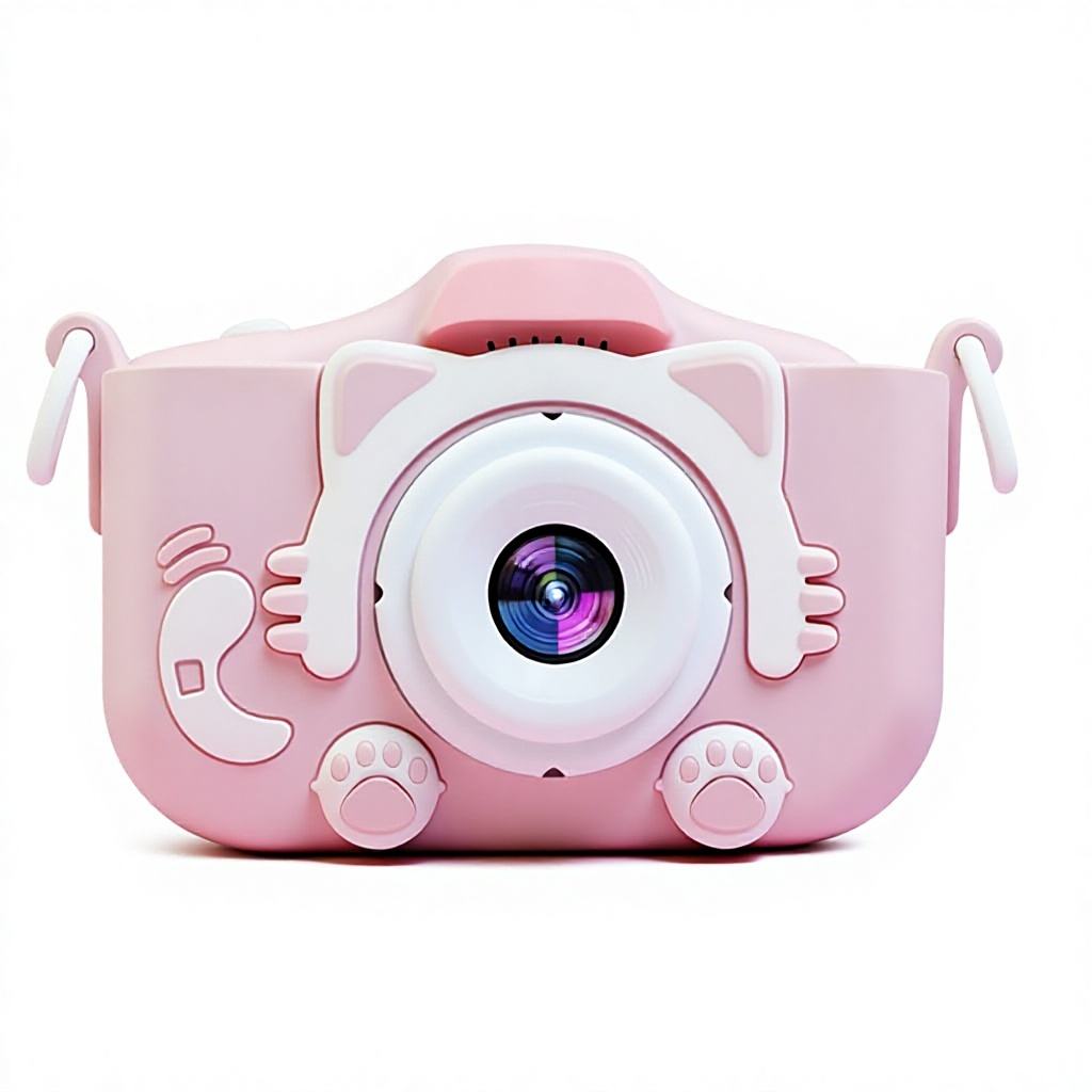 Kit de cámaras HD duales rosa gato con tarjeta de memoria de 32 GB.