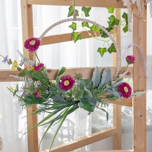 Mur de fleurs artificielles Lingwei, marguerites violettes, feuilles vertes, décoration d'intérieur, bouquet de mariage CF01296 - Product Image 2