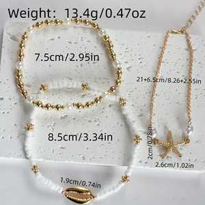 हॉट बिक्री मल्टीलेयर क्रिस्टल बेड्स गर्मियों समुद्र तट टखने के गहने फैशन स्टारफिश खोल महिलाओं के लिए आकर्षण - Product Image 2