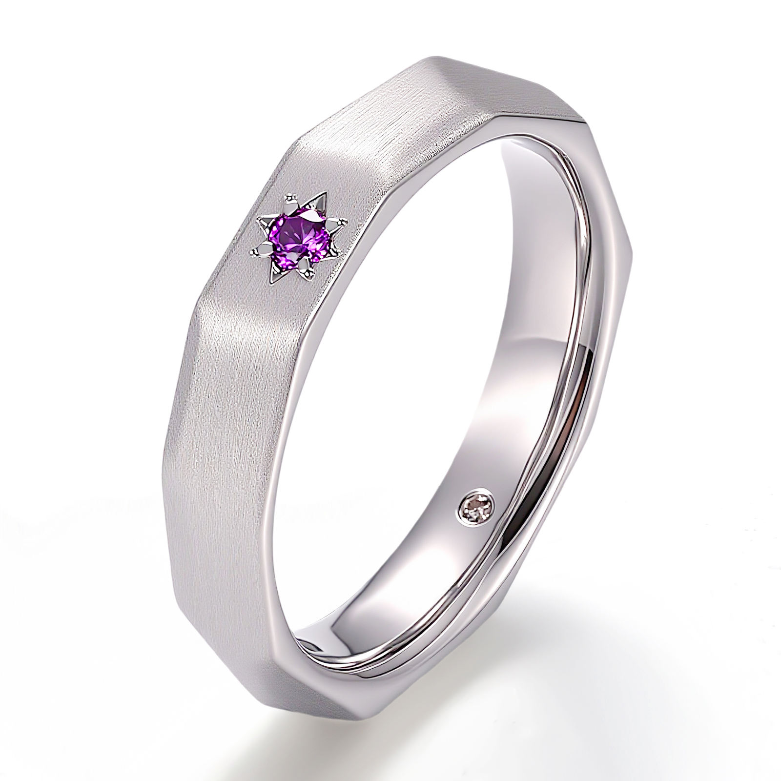 Bague en or massif 18 carats avec pierre précieuse de laboratoire.