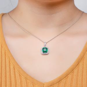 Collar de Oro Amarillo de 18K AU750 con Esmeralda Cultivada en Laboratorio, Joyería Messi Jewelry MSN-610 - Product Image 6