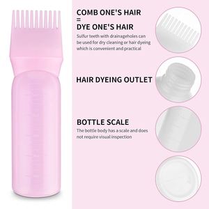 Professional Custom 3 Colors <b>200ml</b> Frost PET Plastic Eco Friendly Hair Oil <b>Bottle</b> Comb Salon Barber Oil Applicator - Product Image 3