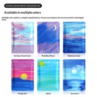 Sachets plats en Mylar de qualité alimentaire, thermoscellables, pour échantillons de masques, bijoux, ou sachets surprises, avec motif paysage aquatique.