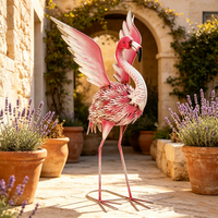 Grande statue de flamant rose rose pour jardin, décoration extérieure pour jardin, patio, pelouse, fontaine d'eau
