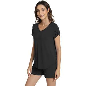 Conjunto de pijama de viscosa de bambú para mujer WiWi, camiseta de manga corta y pantalones cortos, ropa de dormir S-XXL - Product Image 2