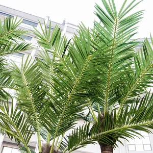 Açık bahçe yeşil uv geçirmez büyük özel reçine yapay ağaç büyük sahte yapay bitkiler palmiye ağacı yaprağı