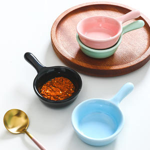 Piring Restoran <span class=keywords><strong>Mini</strong></span> keramik genggam ramah lingkungan, piring restoran kecil warna permen kedelai/cuka dengan pegangan piring sekali pakai - Product Image 3