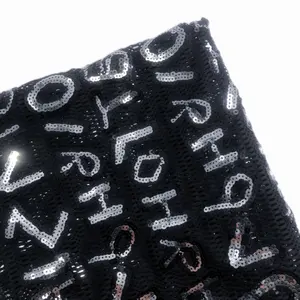 5 MM black silver letter shaded mesh backing special irregular sequins fabric for toys,costume,bags,shoes