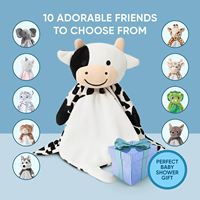 Couverture de sécurité pour bébé en peluche vache avec module sonore de berceuses et bruit blanc, activée par pression, enregistrable, puce vocale OTP