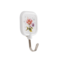 Crochets adhésifs floraux vintage, autocollants carrés en forme de fleur, crochets muraux en plastique PP pour décoration esthétique de chambre, uniquement pour murs secs