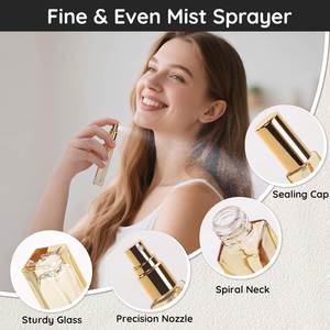 New Design 3ml-10ml <b>Spray</b> Glass <b>Perfume</b> <b>Bottle</b> Atomizer Gold Transparent Square Portable Refillable Screw Cap - Product Image 2