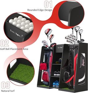 Organizador de bolsas de golf, soporte de almacenamiento, compatible con 2 bolsas de palos de golf extra grandes y múltiples accesorios para equipos de golf - Product Image 5