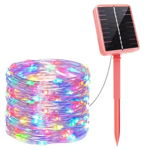 Led Solar Outdoor Fairy Upgrade New Type Pink Panel Decorative Light For Atmosphere Christmas Lights Led String Lights