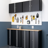 Supports d'outils électriques robustes JH-Mech, système de fixation mural modulaire, visibilité des outils, crochets métalliques pour panneaux rainurés, étagères noires pour panneaux rainurés