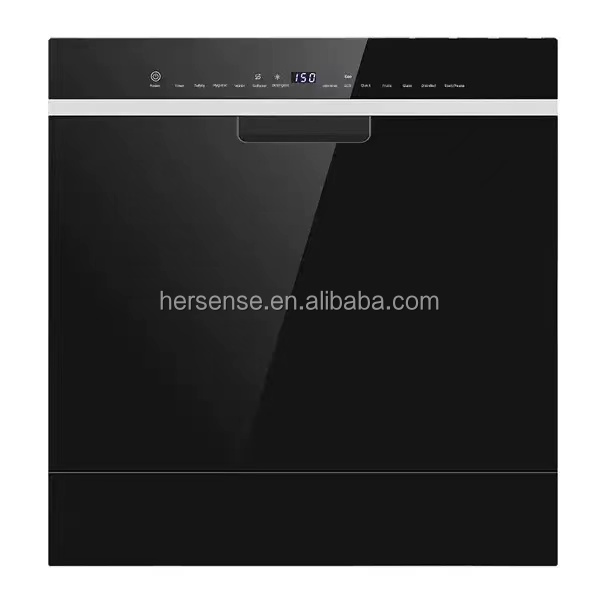 220V Smart Auto Dishwasher Kitchens Build-in Smart 12sets Dish Washing Machine Black Glass High End Washer and Dryer for Home