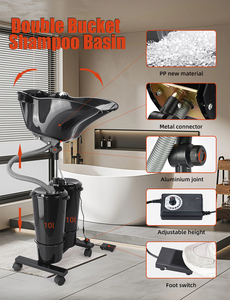 BeautyCool Hair Barber Salon Meubles Lavabo Chaises Portable Shampooing Bol Noir - Product Image 5