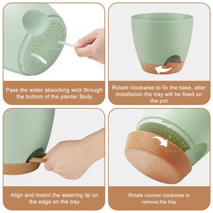 Vaso Autoirrigante JIN PENG per <span class=keywords><strong>Piante</strong></span> Grasse con Fori di Drenaggio e Sottovaso per <span class=keywords><strong>Piante</strong></span> <span class=keywords><strong>da</strong></span> Interno ed Esterno - Product Image 3