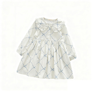 Robe douce pour filles, nouvelle collection printemps-automne, avec nœud imprimé, col Peter Pan, chemise pour enfants, <span class=keywords><strong>jupe</strong></span> à manches longues, modèle export - Product Image 5