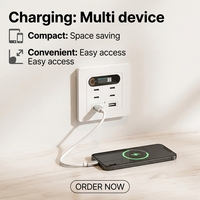 Prise murale universelle BNT 20W à charge rapide 10A en alliage d'aluminium avec câble de charge pour téléphone portable Type-C
