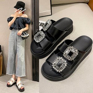 Sandalias de plataforma alta de cristal brillante 2023, sandalias deslizantes para exteriores de verano para mujer, zapatillas para mujer - Product Image 5