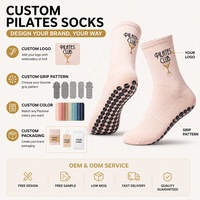 Chaussettes de yoga personnalisées avec logo, antidérapantes, brodées, en coton tricoté, à compression, pour femmes, idéales pour le Pilates