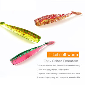 Leurre souple en PVC de 100 mm, 7,7 g, type Shad Worm, appât artificiel pour <span class=keywords><strong>truite</strong></span> et black-bass, pour rivière, lac, ruisseau, sans hameçons - Product Image 5
