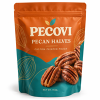 Sachet d'emballage personnalisé imprimé, pochette verticale refermable avec fermeture éclair pour noix de pécan, snacks, marque privée, vente en gros
