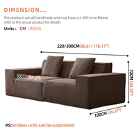 Modernes Cord-Tofu-Block-Sofa, komprimiert, gerade Reihe, vakuumversiegelt, reiner Schwammstoff, modulares Sektionssofa-Set für das Wohnzimmer