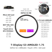 LILYGO T-Display-S3 1.43'' 1.64'' 1.75'' Layar AMOLED Bulat ESP32-S3 Papan Pengembangan WIFI Bluetooth 5.0 Modul Nirkabel untuk Arduino