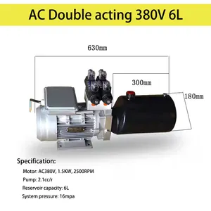 Unidad de potencia hidráulica de doble efecto 380V/220V con válvula direccional solenoide