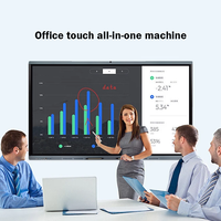 Pizarra Interactiva Inteligente con Pantalla Táctil Infrarroja 4K UHD de 65/75 Pulgadas, Panel Plano Todo en Uno con PC para Escuela y Enseñanza